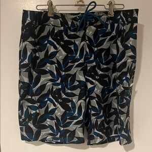 J CREW Leaf Print Swim Shorts in Blue and Black